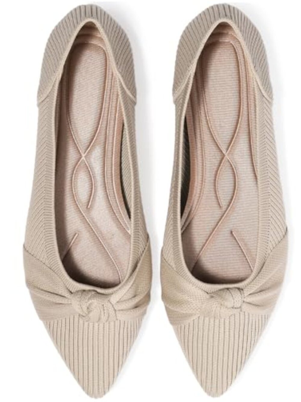 Women's Pointed Toe Knit Ballet Flats - Washable & Breathable Office